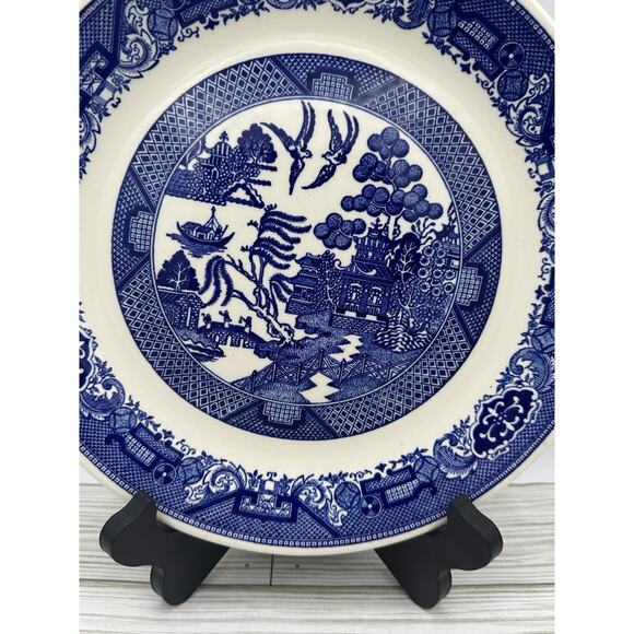 VTG Willow Ware by Royal China Blue Cake Plate Serving Platter With Handles 11” - Picture 5 of 8